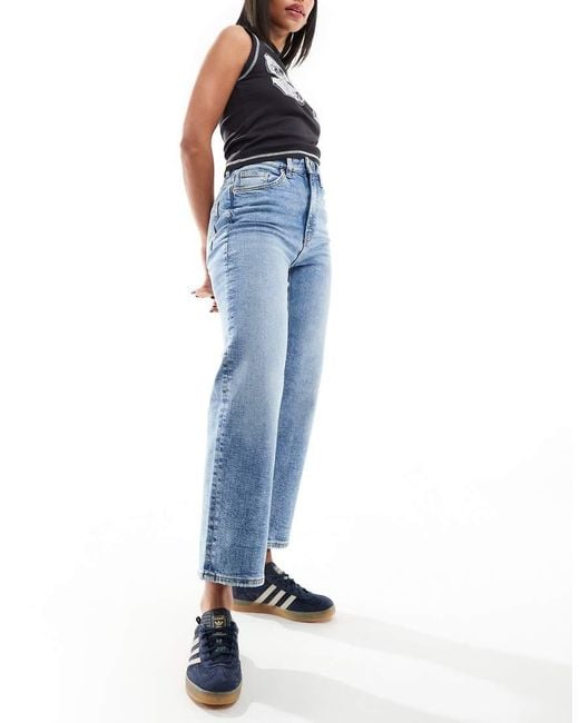 Monki Blue Zami High Waist Straight Leg Jeans