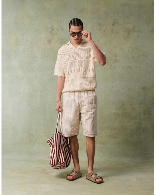Polo Holgado Con Muesca En El Cuello De Punto De Croché De -Neutro ASOS de hombre de color Green