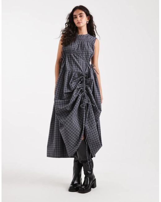 Collusion Blue Multi Channel Maxi Dress