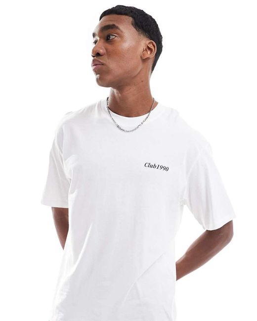 T-Shirt Oversize Bianca Con Stampa "Apparel" Sul Retro di Jack & Jones in White da Uomo