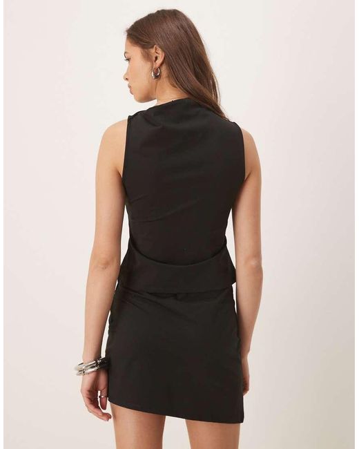 ASOS Black Co-ord Asymmetric Neckline Top