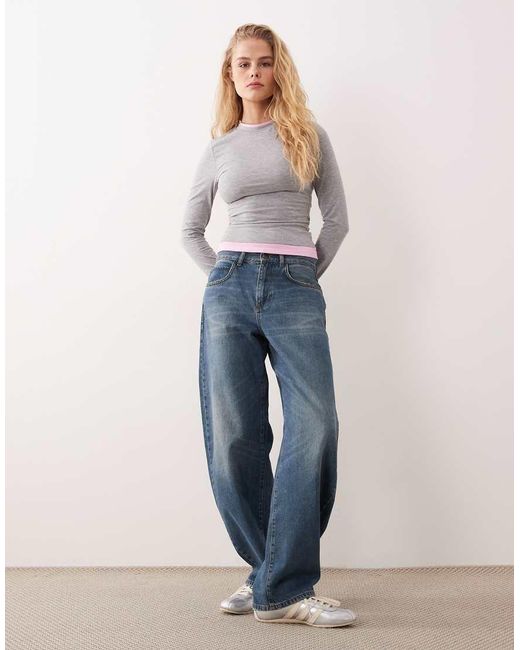 ASOS Gray Long Sleeve Double Layer Top
