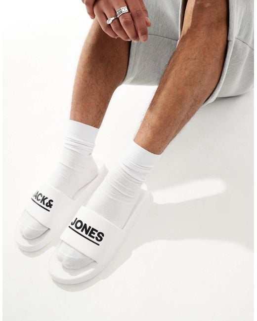 Jack & Jones White Pool Sliders for men