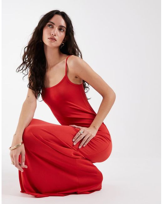 ASOS Red Modal Blend Slip Dress
