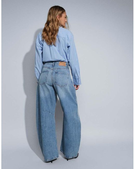 ASOS Blue Bow Barrel Leg Jeans