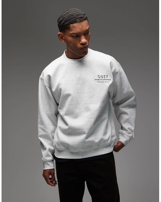 Obey – house of subversion – oversize-sweatshirt in Gray für Herren