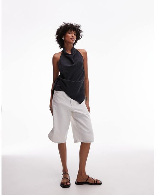 TOPSHOP Black Super Soft Cupro Halter Neck Top