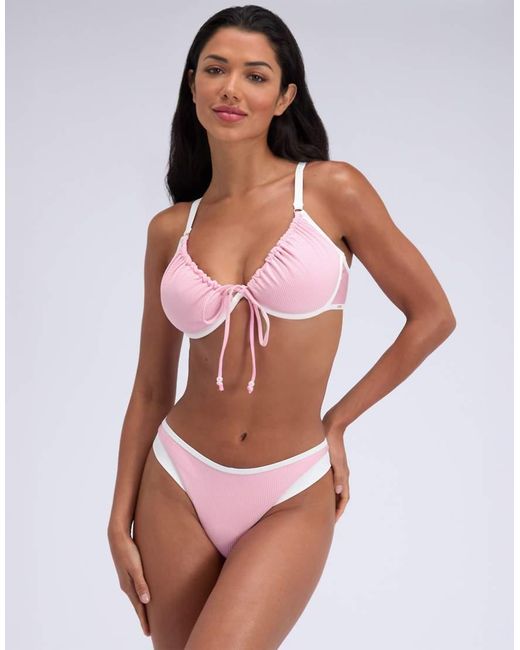 Boux Avenue Ibiza Piped Plunge Bikini Top Underwired With Pearl Detail