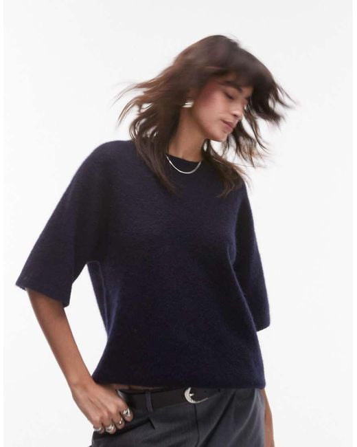ARKET Blue Alpaca And Wool Blend Short Sleeve Sweater