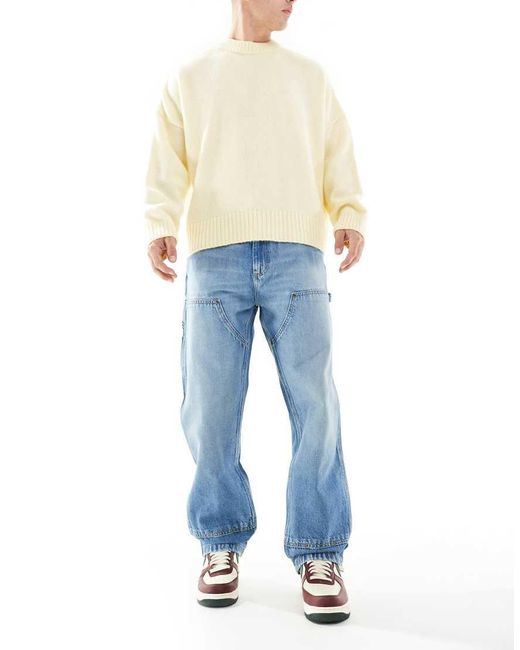 Lee Jeans Blue Double Knee Carpenter Loose Straight Fit Jeans for men