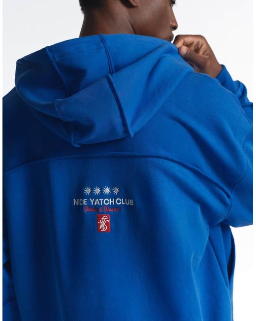 Pull&Bear Blue Yacht Club Zip-up Sweatshirt for men