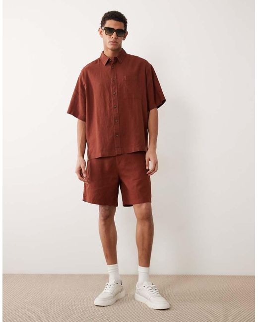 ASOS Red Oversized Linen-blend Shirt for men