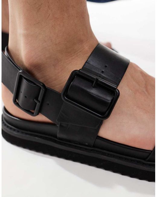 Sandali Neri Con Fascette Doppie di ASOS in Blue da Uomo