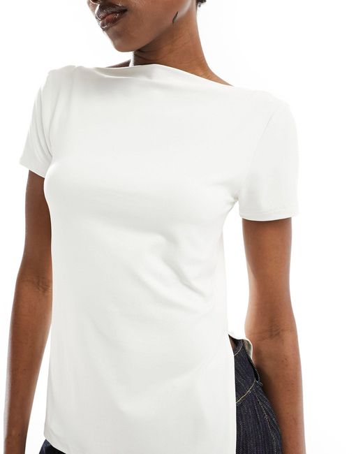 ONLY White Cap Sleeve Longline Tee With Side Split