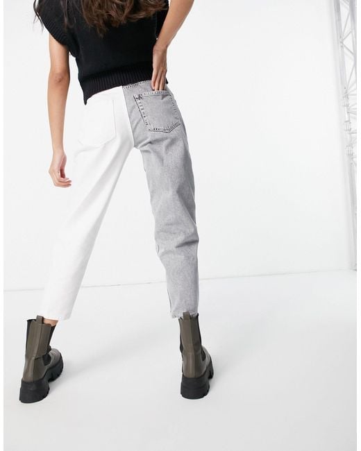 Bershka – lässige, zweifarbige jeans im kontrastdesign | Lyst DE