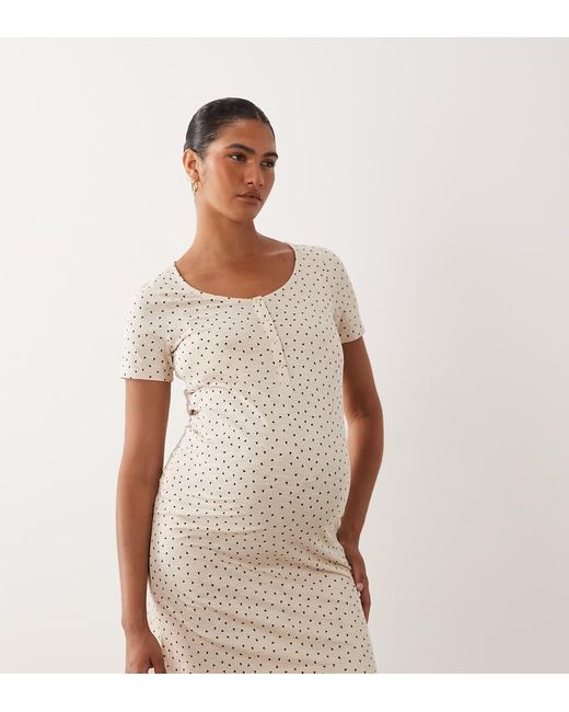 Mama.licious Natural Mamalicious Maternity Heart Print Nightdress With Nursing Function