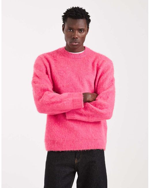 Jack & Jones Pink Fluffy Oversized Jumper for men