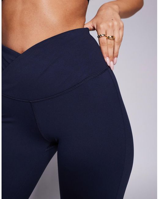 4505 Blue Icon Soft Touch Wrap Waist Slim Kick Yoga Legging