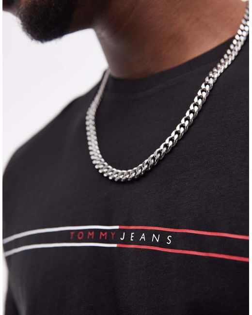 Camiseta Negra Con Estampado Gráfico Lineal De Tommy Hilfiger de hombre de color Red