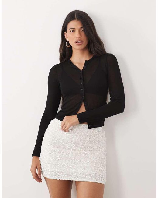 Threadbare Black Sequin Mini Skirt