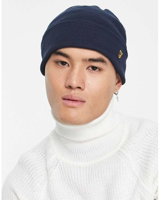 Farah Blue Logo Beanie Hat for men