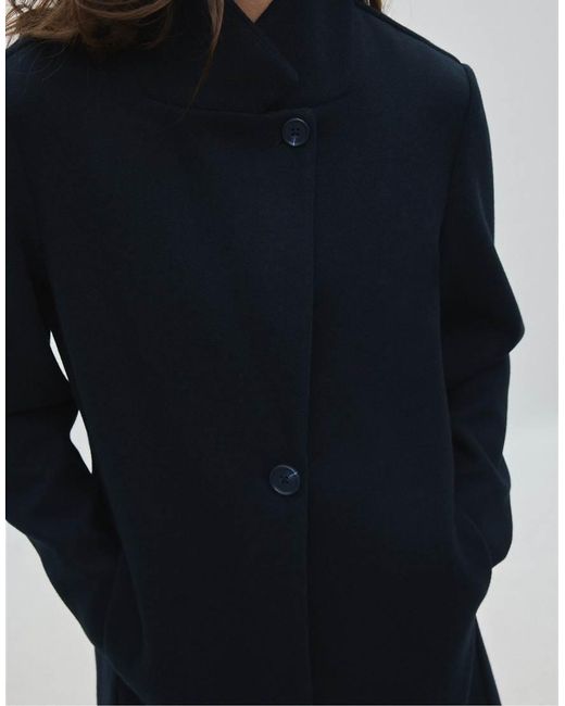 Stradivarius Blue Straight Soft-touch Coat