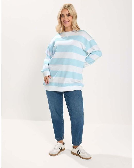 Yours Clothing Blue Jersey Stripe Sweatshirt