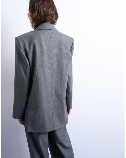 TOPSHOP Gray – zweireihiger oversize-blazer im stil der 80er-jahre