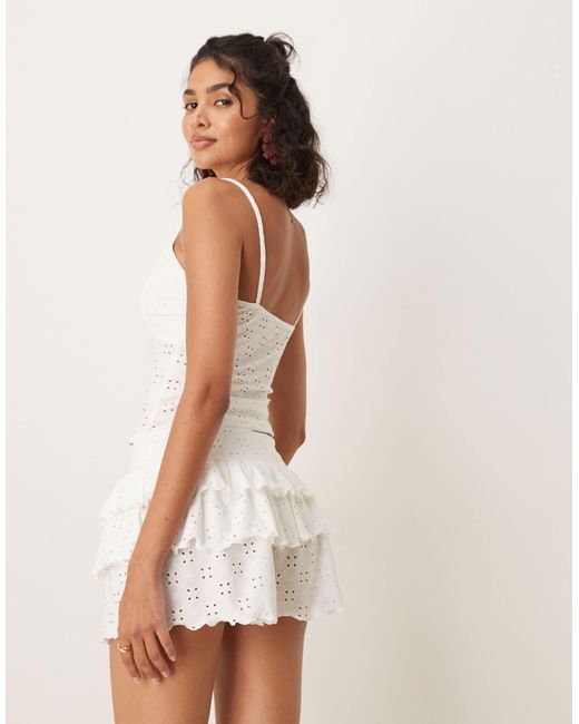 ASOS Natural Broderie Ruffle Micro Short