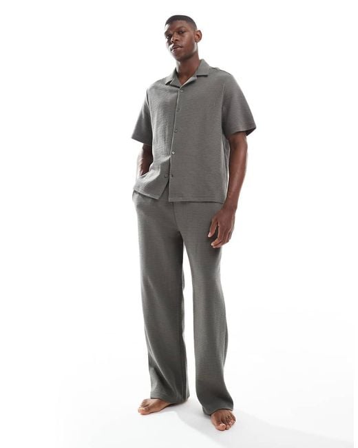 ASOS Pyjamaset Van Wafelstof in het Gray voor heren
