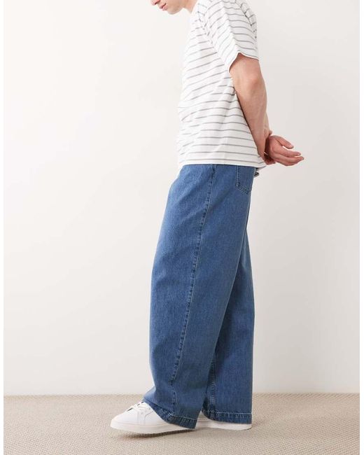 ASOS Blue Wide Leg Jeans for men