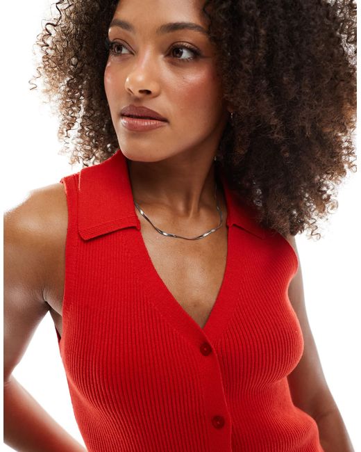 ASOS Knit Ribbed Collared Top
