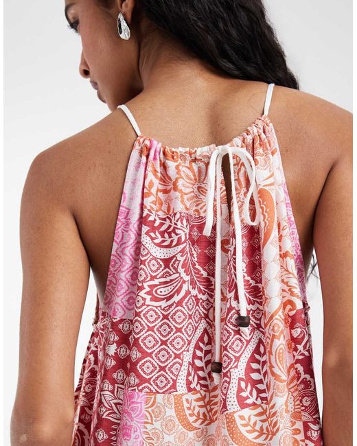 Vero Moda Red High Neck Trapeze Midi Dress