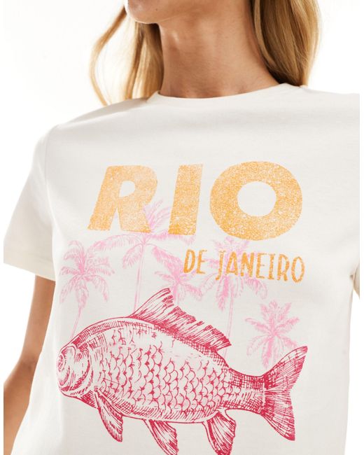 Rio - t-shirt bianca con stampa di Mango in White