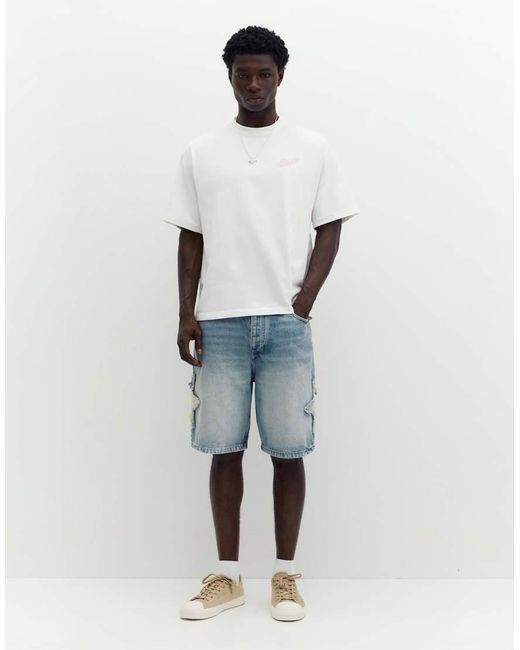 Pull&Bear White Stwd Graffiti Logo T-Shirt for men