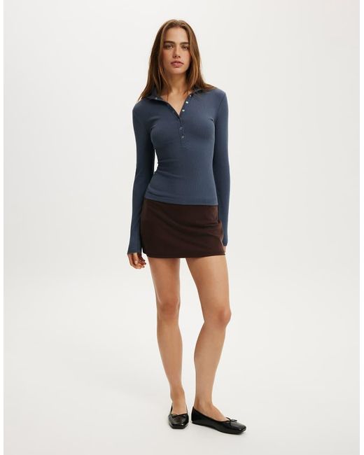 Cotton On Blue Hooded Blake Henley Long Sleeve