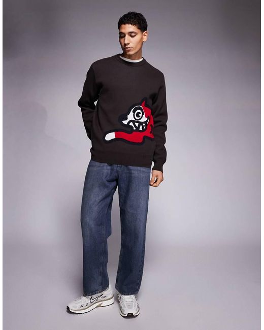 ICECREAM Brown Running Dog Knitted Jumper for men