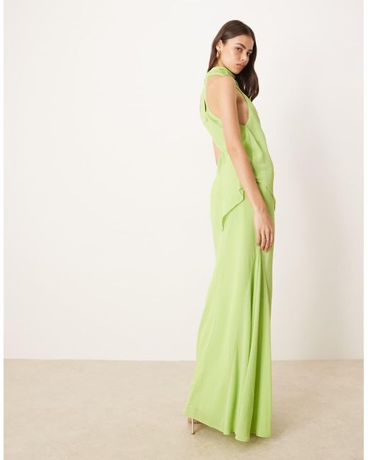 ASOS Green Asos Design Tall Chiffon High Neck Double Layer Maxi Dress