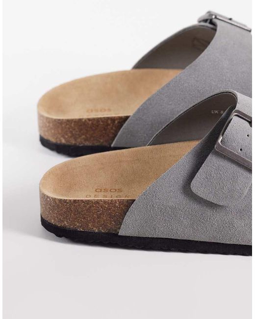 ASOS Gray Two Strap Sandals With Cork Sole for men
