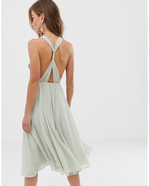 pearl embellished midi dress