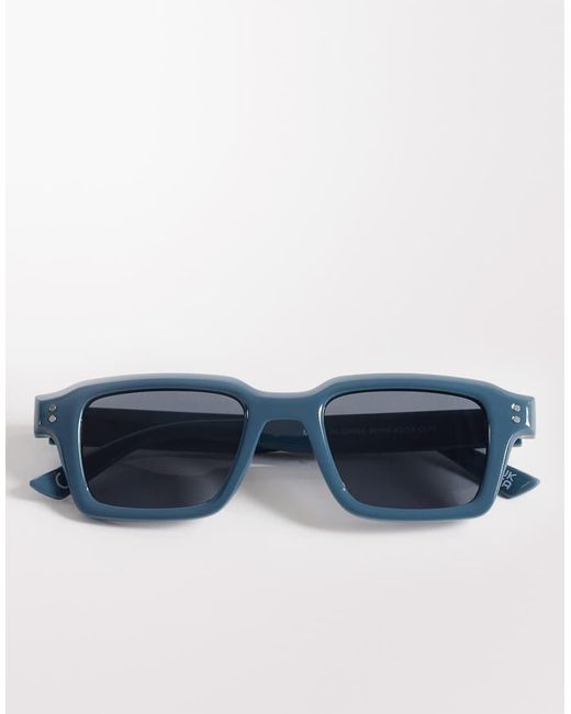 ASOS Blue Rectangle Sunglasses for men