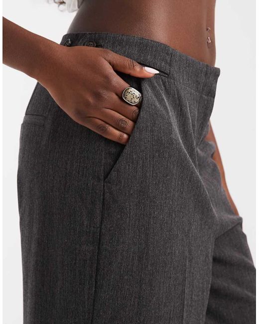 Object White Wide Leg Adjustable Button Waist Tailored Pants