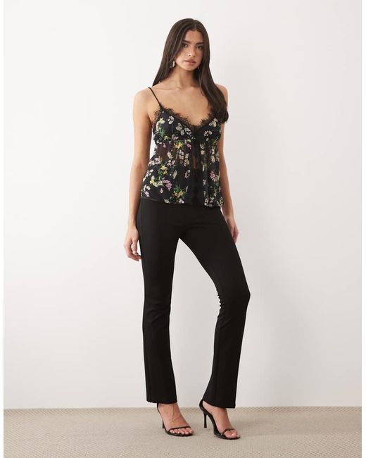 ASOS Brown Mesh Cami With Lace Trim