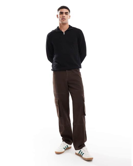 Jack & Jones Blue Knitted Half Zip for men