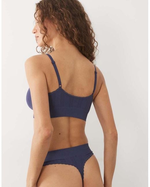 Boux Avenue Blue Pointelle High Leg Thong
