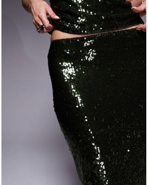 ASOS Side Split Sheer Sequin Maxi Skirt Co-Ord in Black | Lyst