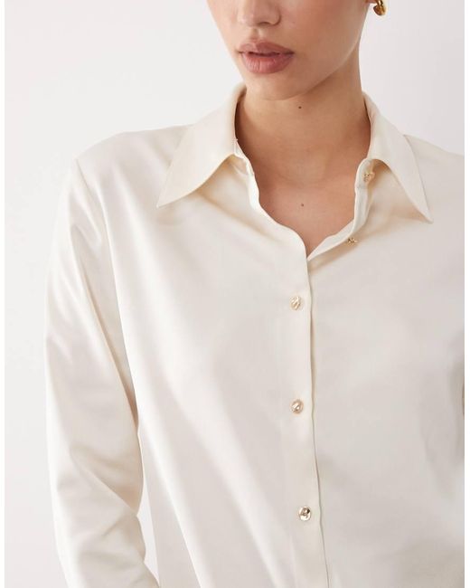 Mango White Satin Shirt