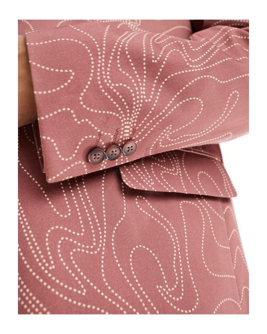 Viggo Pink Contour Print Suit Jacket for men