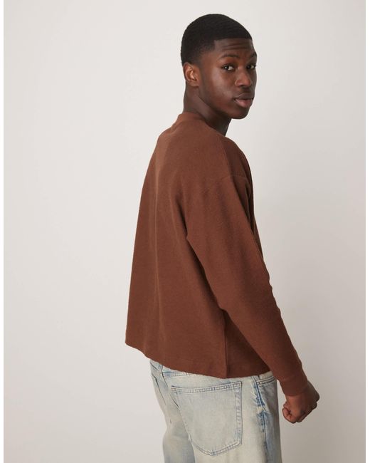 ASOS – hochwertiges, langärmliges oversize-oberteil in Brown für Herren