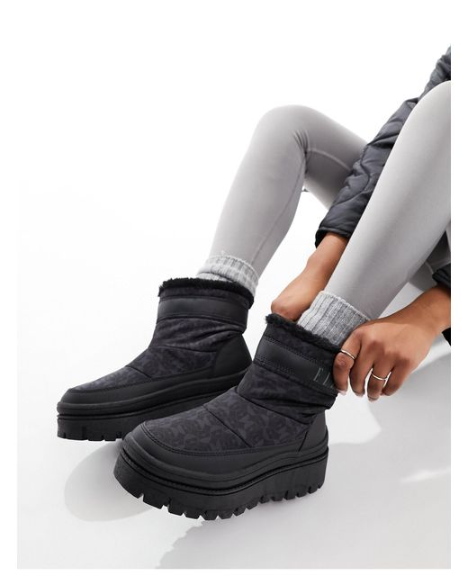 Elle Black Chunky Padded Boots